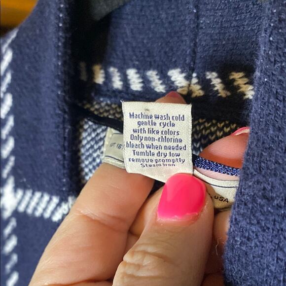 Bass Navy and White Checkered Cardigan - Picture 3 of 5